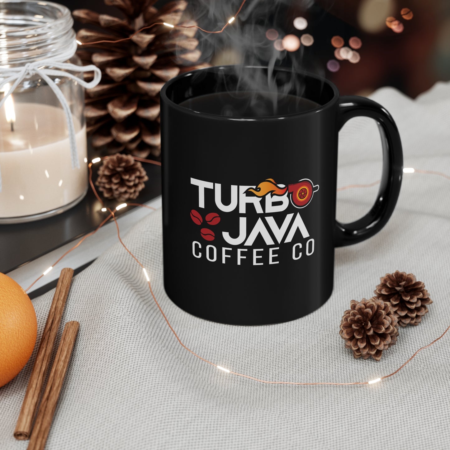 Turbo Java Ceramic Coffee Mug - 11 oz. (Black)