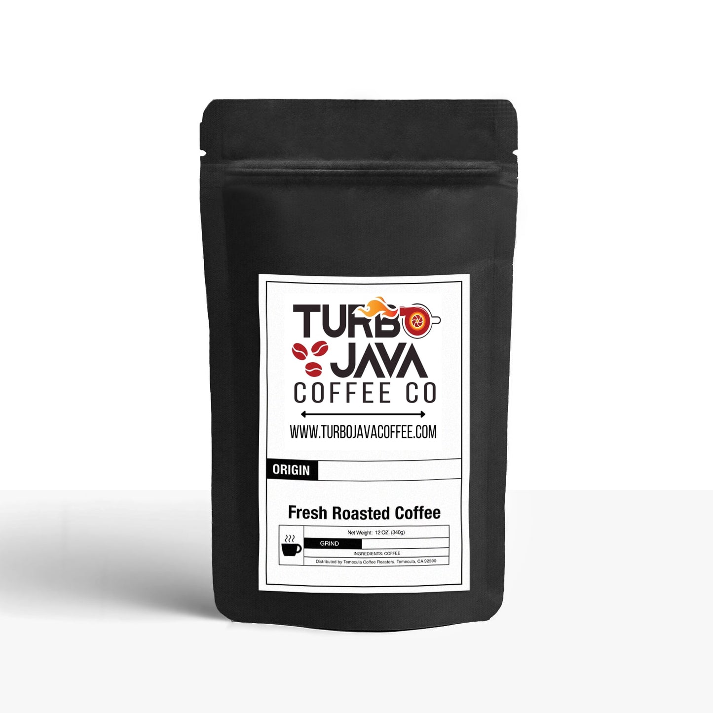 Turbo Java Coffee Co. Half Caff Blend Coffee 12 oz / Standard,12 oz / Espresso,12 oz / Whole Bean,1 lb / Standard,1 lb / Espresso,1 lb / Whole Bean,2 lb / Standard,2 lb / Espresso,2 lb / Whole Bean,5 lb / Standard,5 lb / Espresso,5 lb / Whole Bean